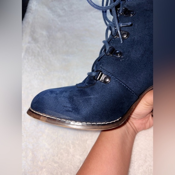 SM New York Black Lace Up Boots with Brown Heel Size 9 - Picture 12 of 14